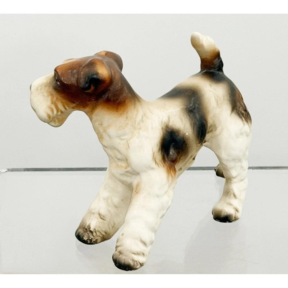 Enesco Fox Terrier Dog Figurine Japan Vintage Porcelain Airdale 4.25